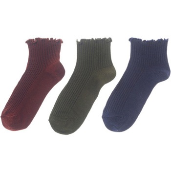 婦人 ショートクルーソックス/リブメロウ/カラー無地 ゴートレイド