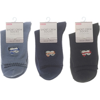 婦人 ショートクルーソックス/小鳥刺繍 ゴートレイド