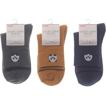 婦人 ショートクルーソックス/パンダ刺繍 ゴートレイド
