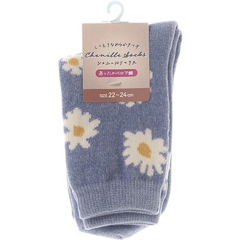 婦人 シェニールソックス/花柄/ブルー ゴートレイド