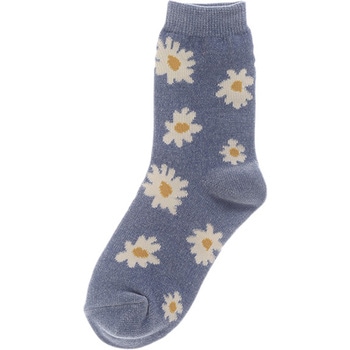 婦人 シェニールソックス/花柄/ブルー ゴートレイド