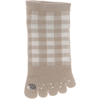 婦人 五本指ソックス/指先プリント/ハリネズミ/かかとあり ゴートレイド