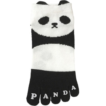 婦人 五本指ソックス/指先プリント/パンダ・耳付/かかとあり ゴートレイド