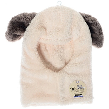 あったかボア フード付ネックウォーマー/たれ耳犬/アイボリー ゴートレイド