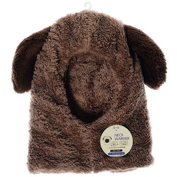 あったかボア フード付ネックウォーマー/たれ耳犬/ブラウン ゴートレイド