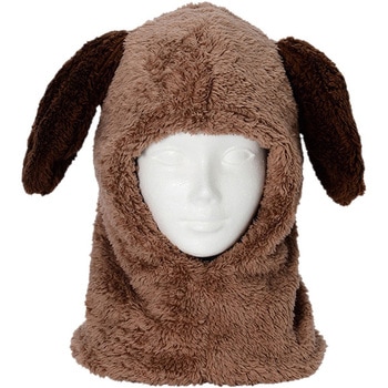 あったかボア フード付ネックウォーマー/たれ耳犬/ブラウン ゴートレイド