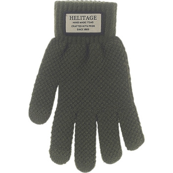 紳士 裏起毛ニットグローブ/カノコ調 ロゴワッペン付/タッチパネル対応/カーキ ゴートレイド