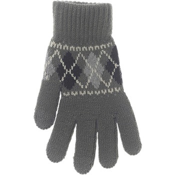 婦人 裏起毛ニットグローブ/アーガイル柄/タッチパネル対応/チャコールグレー ゴートレイド
