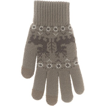 婦人 裏起毛ニットグローブ/トナカイ柄/タッチパネル対応/ベージュ ゴートレイド