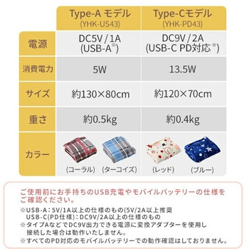 くるみケット ライト USB充電 どこでも電気着る毛布 YAMAZEN(山善)