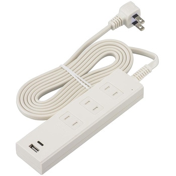 3個口タップ 雷ガード PD対応Type-C/Type-Aポート付き 2m ホワイト オーム電機