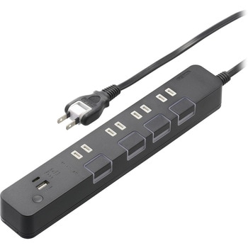4個口節電タップ USBポート付き 2m オーム電機