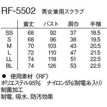 男女兼用スクラブ パープル RF-5502シリーズ ナガイレーベン