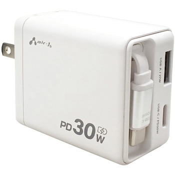 リール式USB-Cケーブル内蔵コンセント充電器 エアージェイ