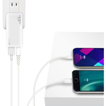 PD65W 超薄型ACアダプター充電器(USB-A+USB-C) エアージェイ