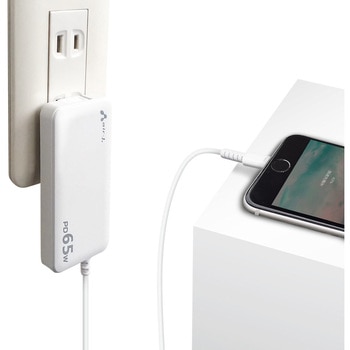 PD65W超薄型ケーブル付きACアダプター充電器 エアージェイ