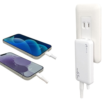 PD65W超薄型ケーブル付きACアダプター充電器 エアージェイ