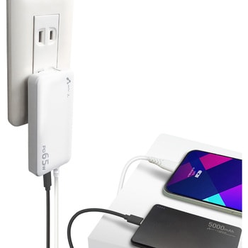 PD65W超薄型ケーブル付きACアダプター充電器 エアージェイ