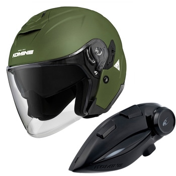 HK-172 FL コンポジット FRP ジェットヘルメット + KK-902 モーターサイクルインターカム コミネ