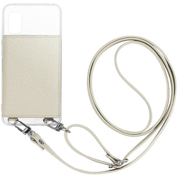 AQUOS wish3 SH-53D ショルダーストラップ付きレザーケース「SHOULDER POCKET」ホワイト MSソリューションズ