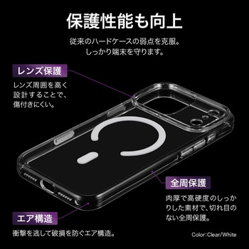 iPhone 17 Pro Max 超透明ハードケース 「MASTER CLEAR mag」 クリア/ホワイト - MSソリューションズ