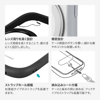 iPhone 17 360度回転スタンド付き耐傷・耐衝撃ハイブリッドケース 「ViAMO mag swing」 ブラック MSソリューションズ