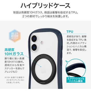 iPhone 17 360度回転スタンド付き耐傷・耐衝撃ハイブリッドケース 「ViAMO mag swing」 ネイビー - MSソリューションズ