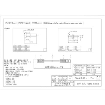 中継用SMAプラグ・ジャックRG316ケーブル - 日本エレパーツ