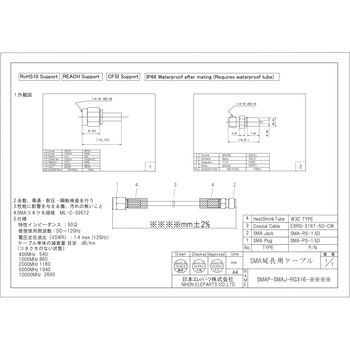 中継用SMAプラグ・ジャックRG316ケーブル 日本エレパーツ