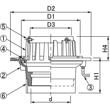 ルーフドレイン 縦型中継用 ねじ込み式(モルタル防水・塗膜防水用) - 第一機材