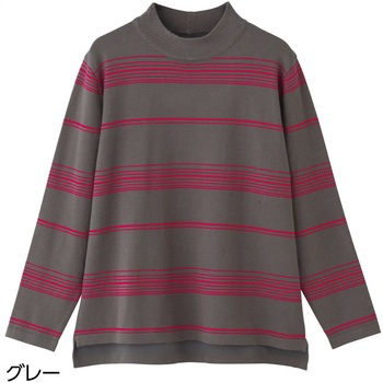 821965 レーヨンボーダーやわらかセーター ケアファッション