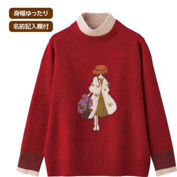 821969 ジャカード袖衿配色ハイネック ケアファッション