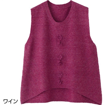 821971 花モチーフ付ベスト ケアファッション