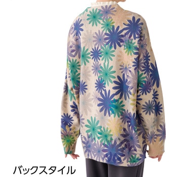 821973 花柄プリントゆったりカーディガン ケアファッション
