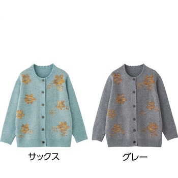 821974 やわらか花柄ジャカードカーディガン - ケアファッション