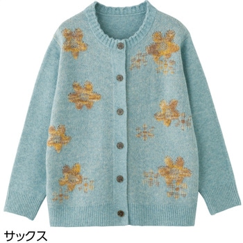 821974 やわらか花柄ジャカードカーディガン - ケアファッション