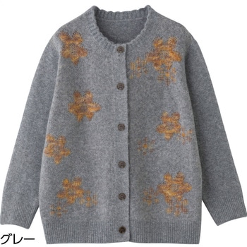 821974 やわらか花柄ジャカードカーディガン - ケアファッション