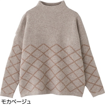 821975 やわらかバイヤス切替付け袖セーター ケアファッション