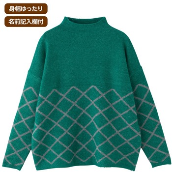 821975 やわらかバイヤス切替付け袖セーター ケアファッション