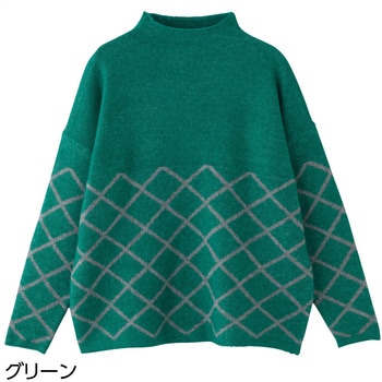 821975 やわらかバイヤス切替付け袖セーター ケアファッション