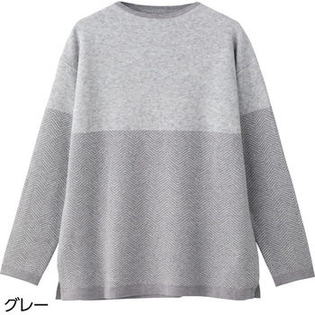 821979 もちのび前身切替付け袖セーター ケアファッション