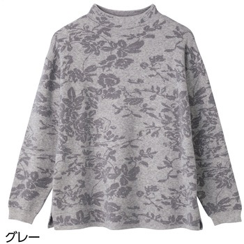 821479 もちのび花柄付け袖セーター ケアファッション