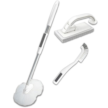 浴室清掃ショート柄・ブラシ・床洗い 3点セット アズマ工業