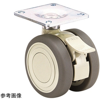 双輪キャスター Φ75 自在 ダブル ストッパー付 プレート式 TEシリーズ 東海キャスター