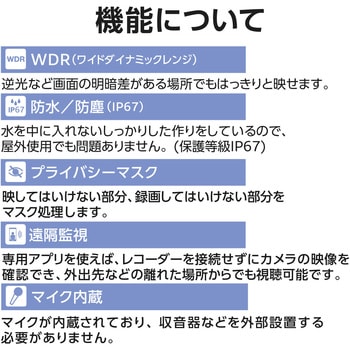防犯カメラ 監視カメラ ドーム型 200万画素 WDR対応 赤外線照射距離最大30m 夜間撮影 録画 防水/防塵 DXアンテナ