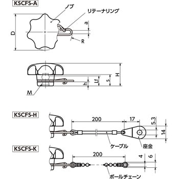 セブンロブノブ(めねじ) - 脱落防止タイプ NBK(鍋屋バイテック会社)