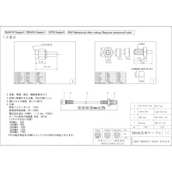 中継用SMAプラグ・パネルジャック1.5D白ケーブル 日本エレパーツ