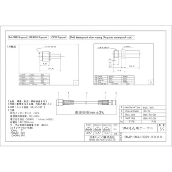 中継用SMAプラグ・ジャック3Dケーブル - 日本エレパーツ