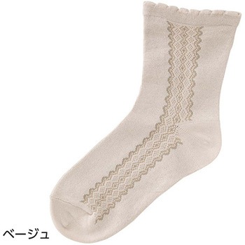 婦人名前の書けるサイドレース柄シルク入ソックス 22～24cm 89612シリーズ ケアファッション