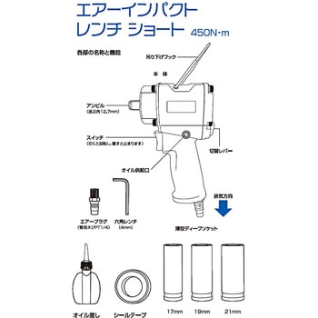 エアーインパクトレンチセット ショート 450N・m WIZ'A